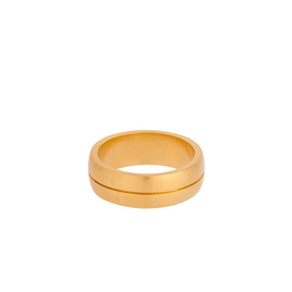 Edge brede ring i forgyldt sølv med mat finish og rille fra Pernille Corydon.
